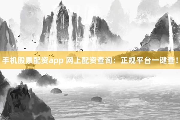 手机股票配资app 网上配资查询：正规平台一键查！