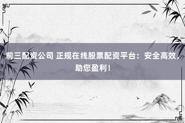 前三配资公司 正规在线股票配资平台：安全高效，助您盈利！