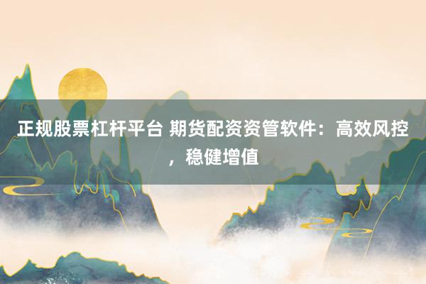 正规股票杠杆平台 期货配资资管软件：高效风控，稳健增值