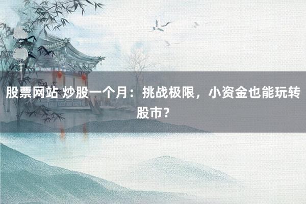 股票网站 炒股一个月：挑战极限，小资金也能玩转股市？