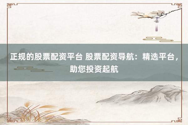 正规的股票配资平台 股票配资导航：精选平台，助您投资起航