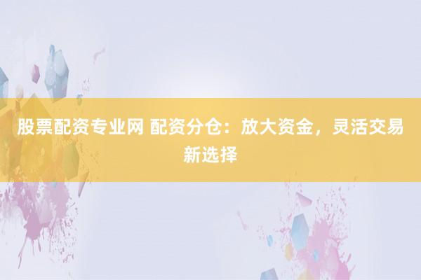 股票配资专业网 配资分仓:放大资金,灵活交易新选择