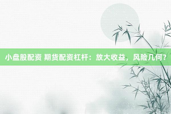 小盘股配资 期货配资杠杆:放大收益,风险几何?