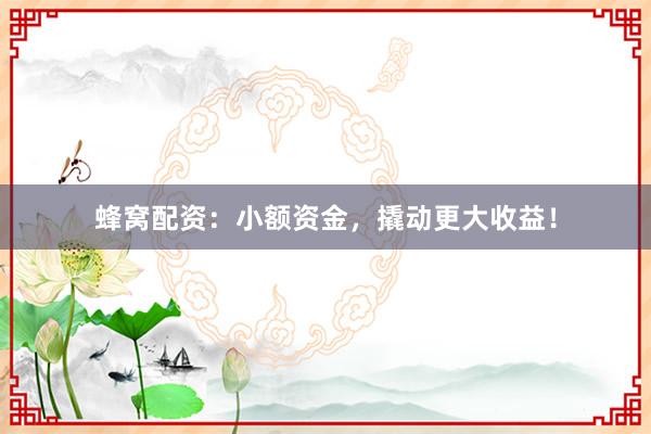 蜂窝配资:小额资金,撬动更大收益!