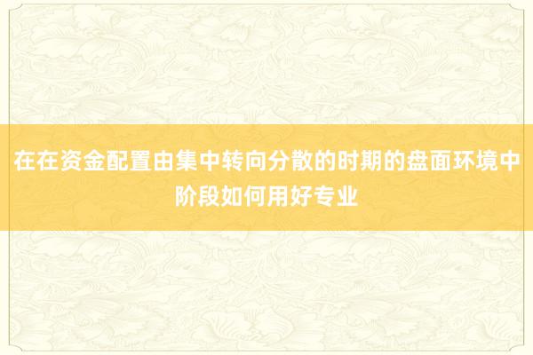 在在资金配置由集中转向分散的时期的盘面环境中阶段如何用好专业