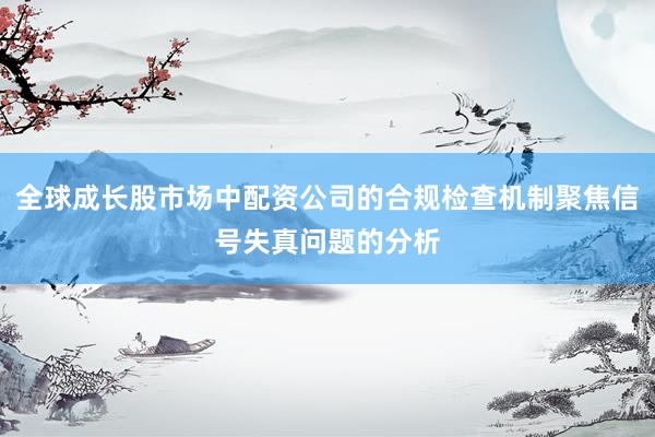全球成长股市场中配资公司的合规检查机制聚焦信号失真问题的分析