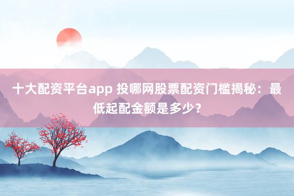 十大配资平台app 投哪网股票配资门槛揭秘：最低起配金额是多少？